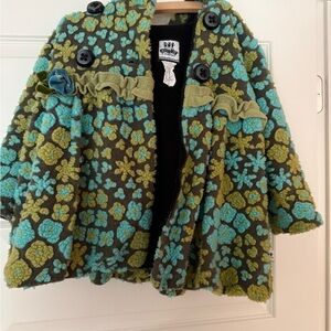 Kids Floral Jacket - Green and Blue